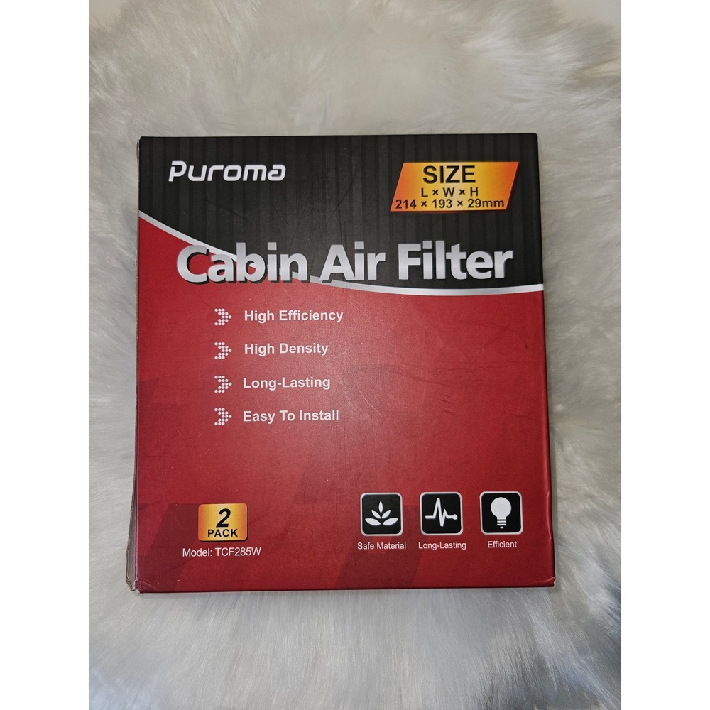 Puroma Cabin Air Filter 2-Pack High Efficiency High Density Long-Lasting